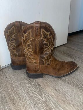 Durango Brown Leather Western Cowboy Boots with Embroidered Shaft 12 bark